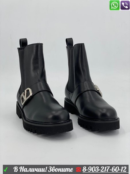 Ботинки Valentino Garavani кожаные черные - фото 4 - id-p99211422