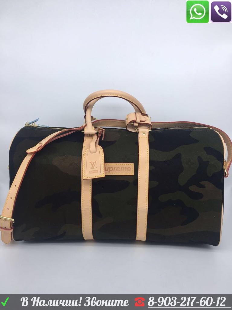 Сумка Дорожная Louis Vuitton Supreme Monogram Camo Keepall 45 - фото 8 - id-p99196202