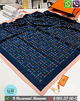 Платок шелковый Hermes с буквой H Синий