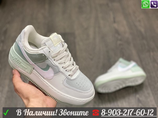 Кроссовки Nike Air Force 1 женские серо-зеленые - фото 6 - id-p99205635