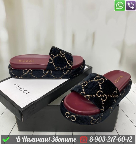 Шлепанцы Gucci черные - фото 3 - id-p99214360