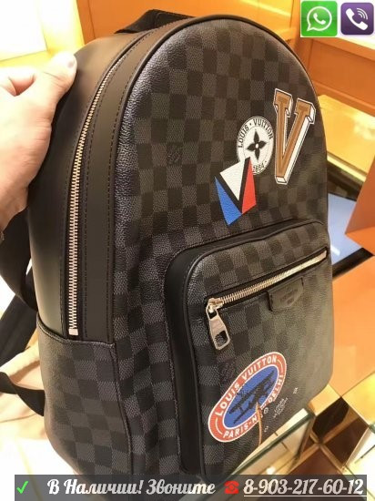 Рюкзак Louis Vuitton Josh Graphite Stickers Lv Луи Виттон Серая Шашка - фото 2 - id-p99196250