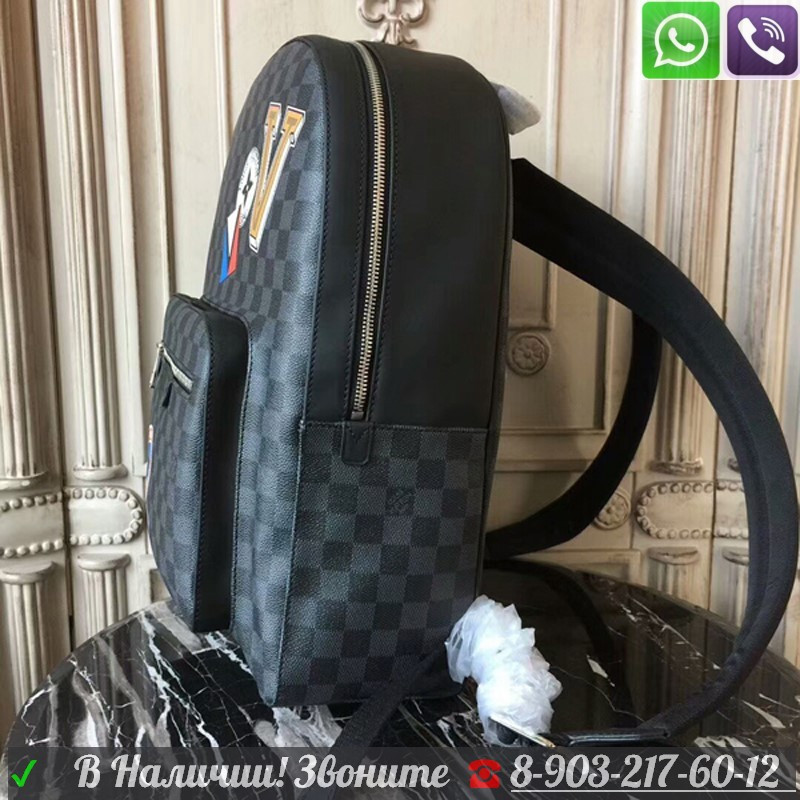 Рюкзак Louis Vuitton Josh Graphite Stickers Lv Луи Виттон Серая Шашка - фото 5 - id-p99196250