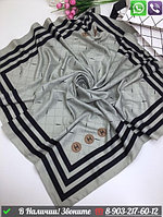Платок Chanel шелковый с широким кантом Серый