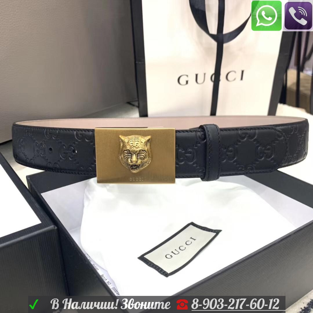 Ремень Gucci GG supreme с пряжкой в виде тигра - фото 6 - id-p99199081