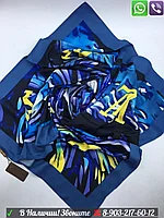 Платок Hermes женский шелковый шарф Гермес Красный 130, Синий, 130