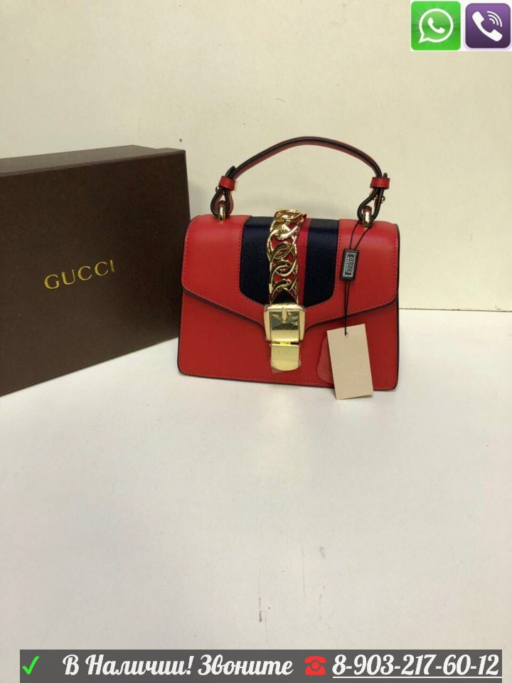 Сумка Gucci Sylvie Top Handle Гучи Gucci Клатч - фото 7 - id-p99195314