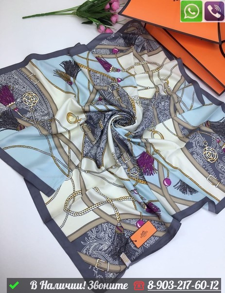 Платок шелковый Hermes с принтом кутасов - фото 10 - id-p99212503