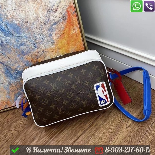 Сумка мессенджер Louis Vuitton Nile LV x NBA коричневая - фото 1 - id-p99213462
