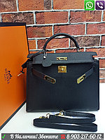 Hermes Kelly с мкесі алтын түсті фитингтері бар қоңыр түсті