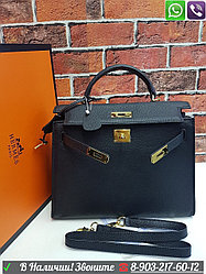 Сумка Hermes Kelly коричневая с фурнитурой золото