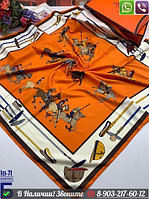 Платок Hermes с лошадями Оранжевый