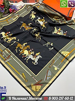 Платок Hermes с лошадями Черный