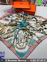 Платок Hermes шелковый с абстрактным принтом Бежевый