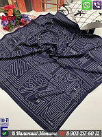 Платок Chanel шелковый с геометрическим орнаментом Синий