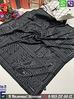 Платок Chanel шелковый с геометрическим орнаментом Черный