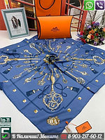Платок Hermes шелковый с ключами Голубой