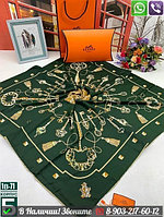 Платок Hermes шелковый с ключами Зеленый