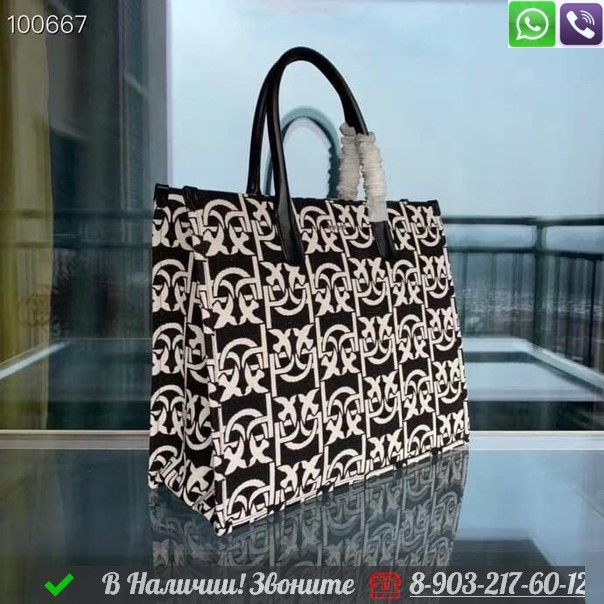 Сумка тоут Pinko Love Bag Shopping черно белая - фото 4 - id-p99213513
