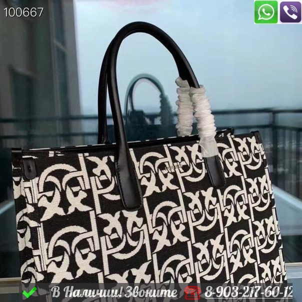 Сумка тоут Pinko Love Bag Shopping черно белая - фото 8 - id-p99213513