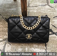 Сумка Chanel flap 19 Large Шанель с золотой цепью черная