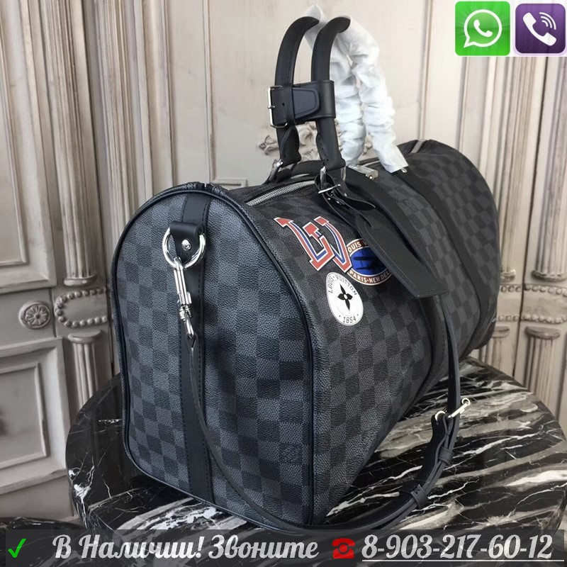 Сумка Дорожная Louis Vuitton Keepall Stickers Graphite Ebene Луи Виттон Серая - фото 3 - id-p99196358