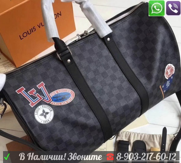 Сумка Дорожная Louis Vuitton Keepall Stickers Graphite Ebene Луи Виттон Серая - фото 9 - id-p99196358