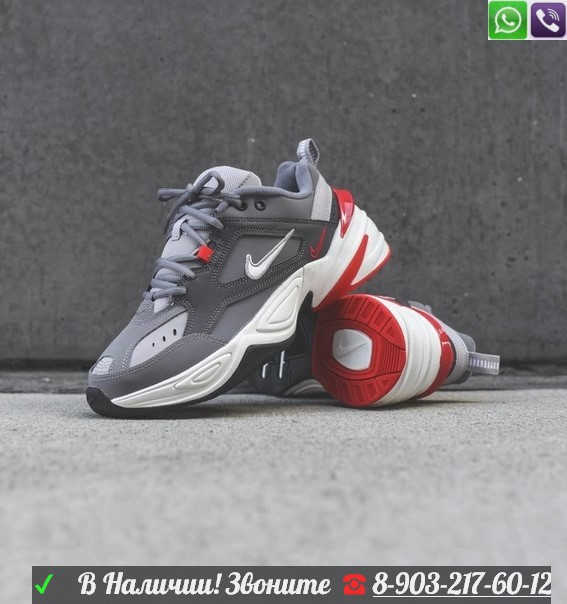 Кроссовки Nike m2k Tekno Grey Red - фото 3 - id-p99202951