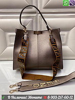 Сумка Fendi Peekaboo X Lite с тканевым ремнем Бронзовый