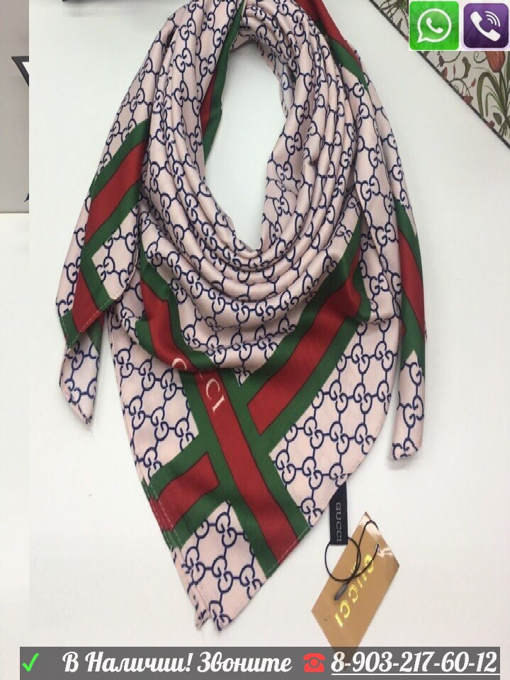Шелковый платок Gucci шейный шарф - фото 7 - id-p99197323