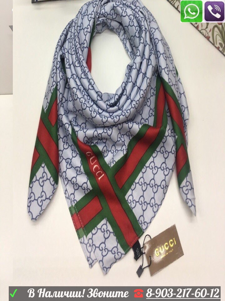Шелковый платок Gucci шейный шарф - фото 8 - id-p99197323
