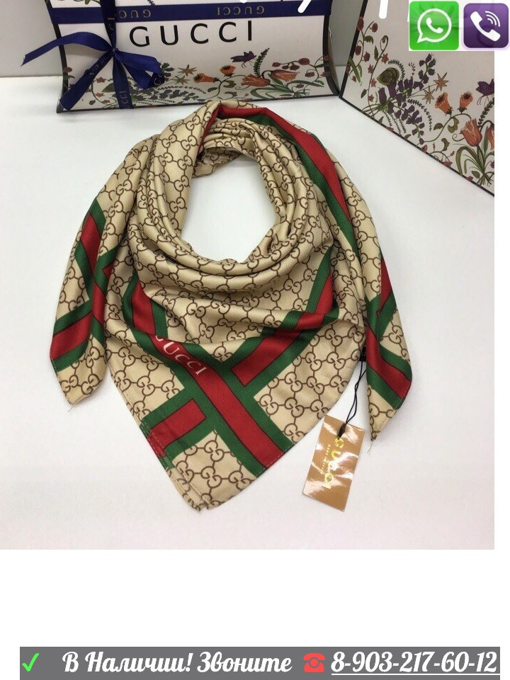 Шелковый платок Gucci шейный шарф - фото 3 - id-p99197327