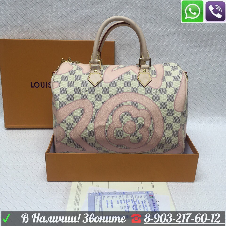 Сумка Белая Louis Vuitton Speedy Ballerine Azur Розовая 30 - фото 3 - id-p99195415