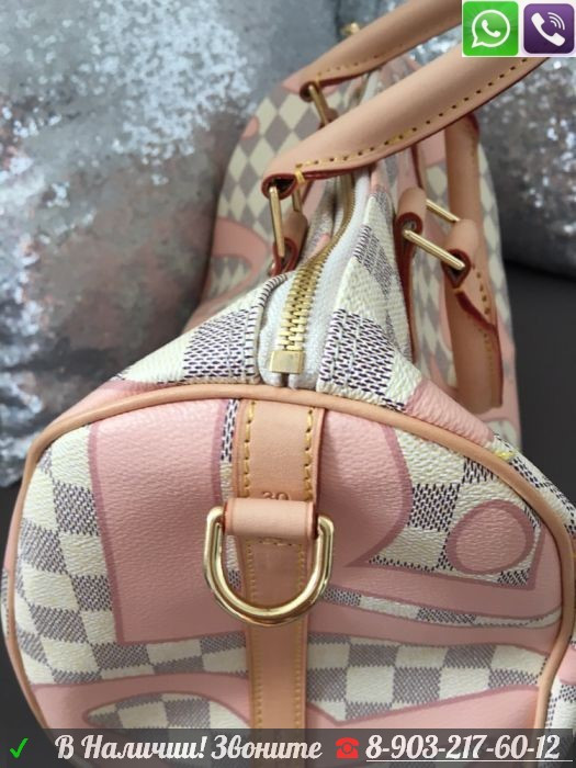 Сумка Белая Louis Vuitton Speedy Ballerine Azur Розовая 30 - фото 7 - id-p99195415