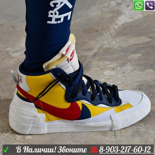 Кроссовки Sacai x Nike Blazer Mid Желтый - фото 3 - id-p99202981