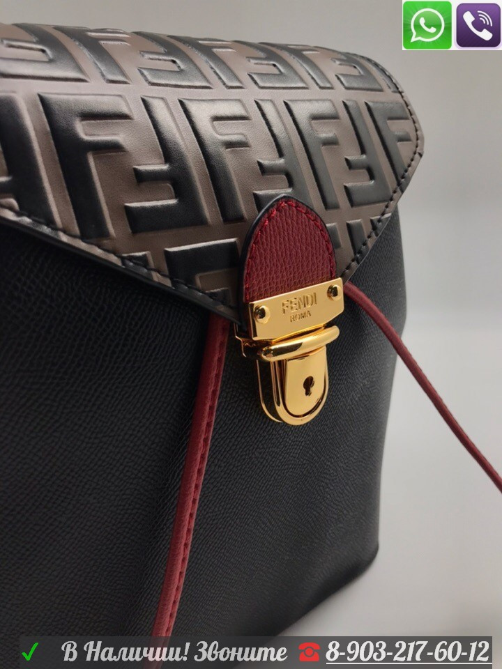 Рюкзак Fendi Logo Embossed Фенди с клапаном черный - фото 10 - id-p99197342