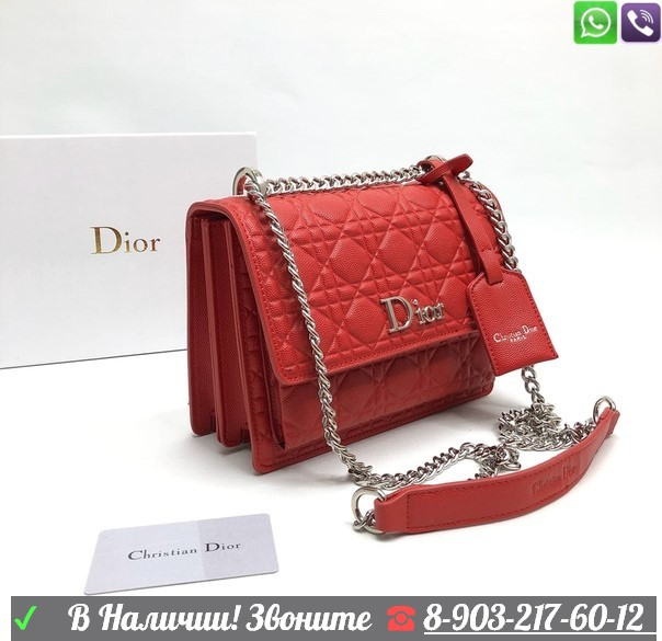 Сумка Christian Dior кожа икра Красный - фото 1 - id-p99203986