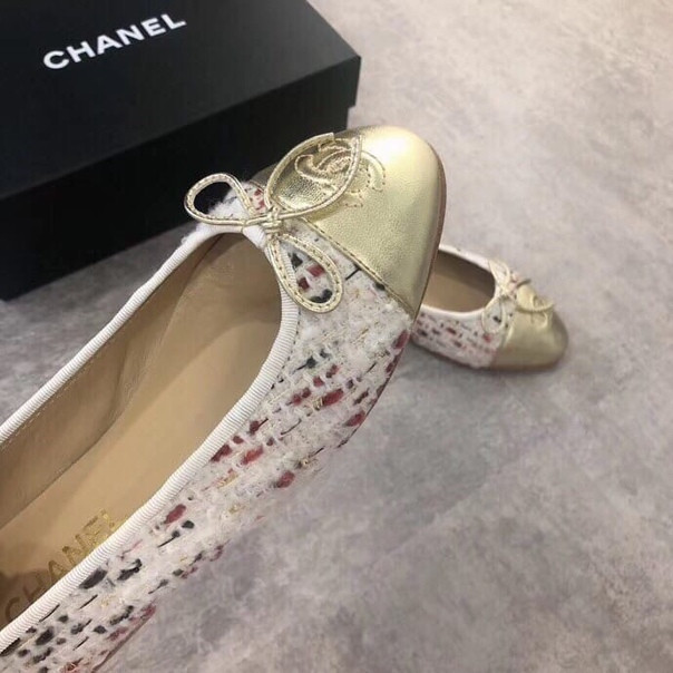 Балетки Chanel Ballerinas твидовые белые - фото 8 - id-p99205835