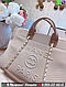 Сумка Chanel Shopping тканевая бежевая с жемчугом, фото 8