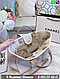 Сумка Chanel Shopping тканевая бежевая с жемчугом, фото 9