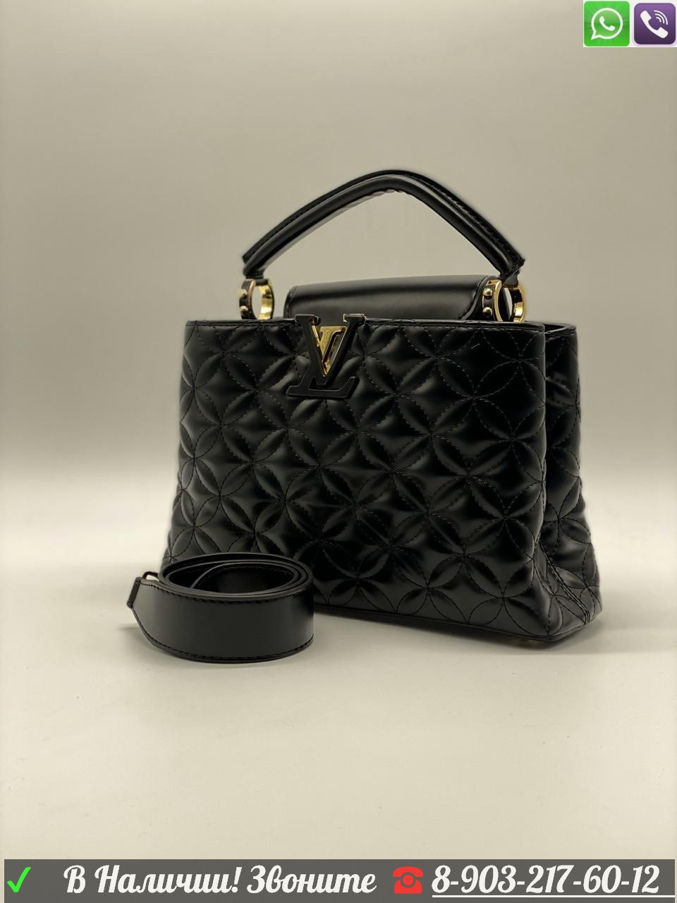 Сумка Louis Vuitton Capucines BB Маленькая стеганная - фото 4 - id-p99199261