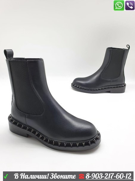 Ботинки Valentino кожаные черные - фото 1 - id-p99209752