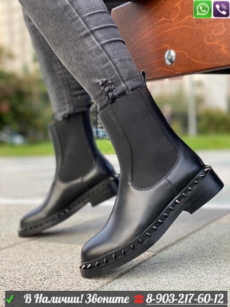 Ботинки Valentino кожаные черные - фото 3 - id-p99209752