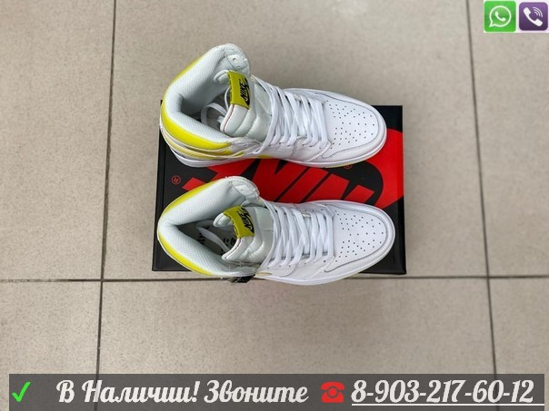 Кроссовки высокие Nike Air Jordan 1 белые - фото 6 - id-p99208807