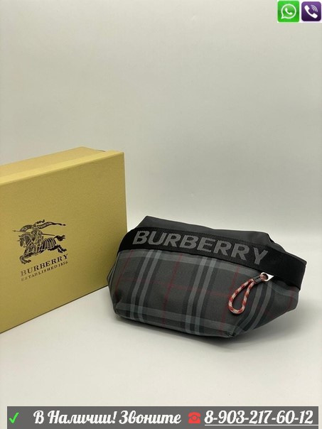 Поясная сумка Burberry Sonny серая клетка - фото 1 - id-p99204998