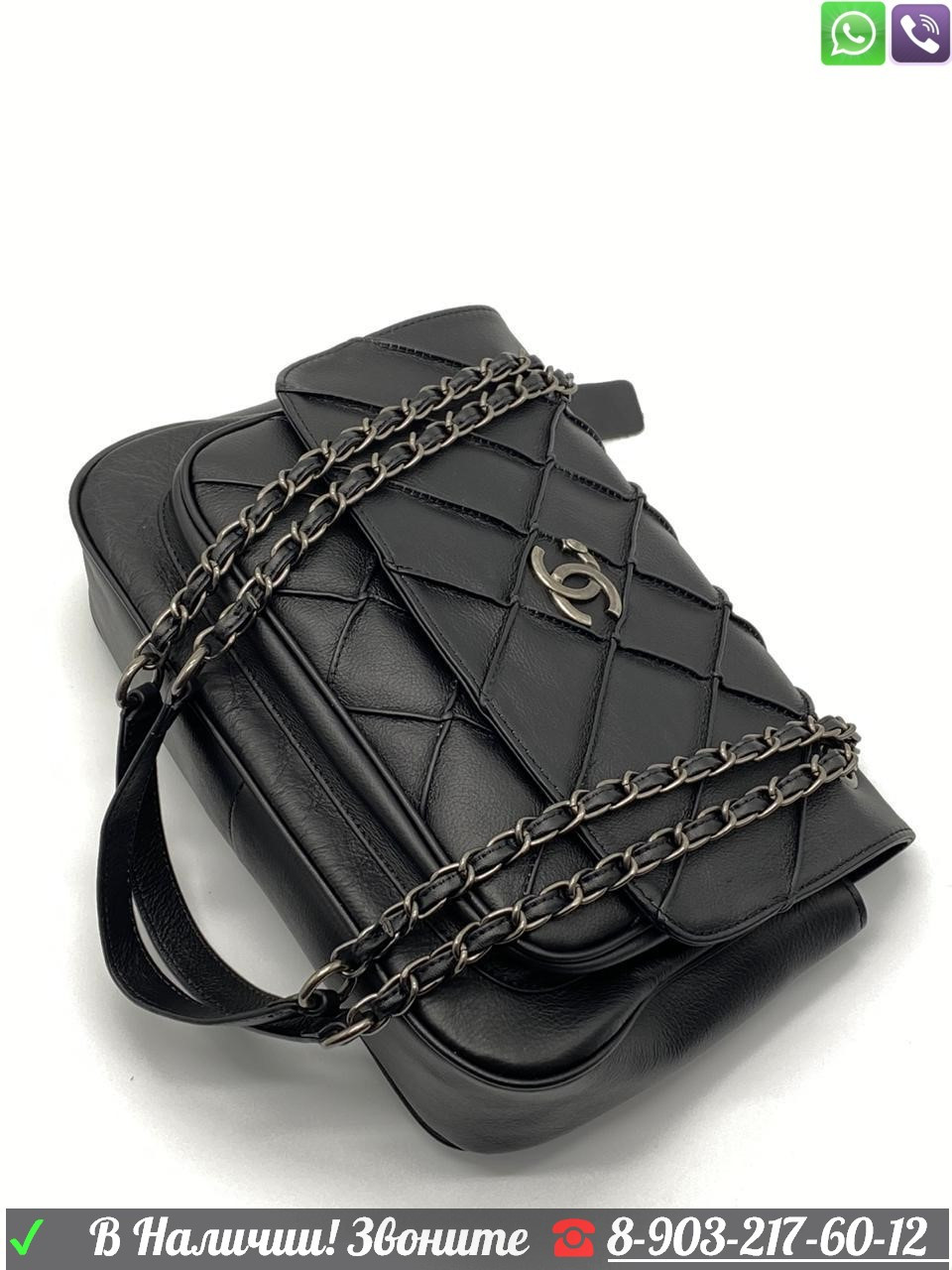 Сумка Chanel стеганная Шанель черная - фото 4 - id-p99199312