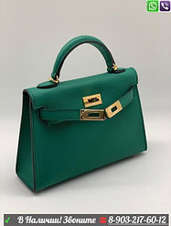 Сумка Hermes Kelly мини Гермес 20 клатч зеленый