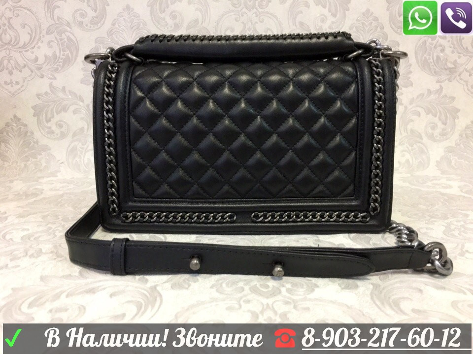 Сумка Chanel Boy Top Handle Шанель Бой черная с ручкой - фото 3 - id-p99196509