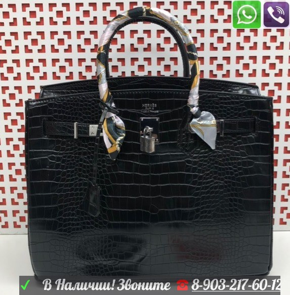 Сумка Hermes Birkin Крокодиловая Черная Лакированная Гермес - фото 1 - id-p99195568