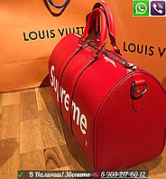 Сумка Louis Vuitton Supreme Красная LV Keepal